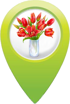 Fleurs-Map-pin-rond-vert